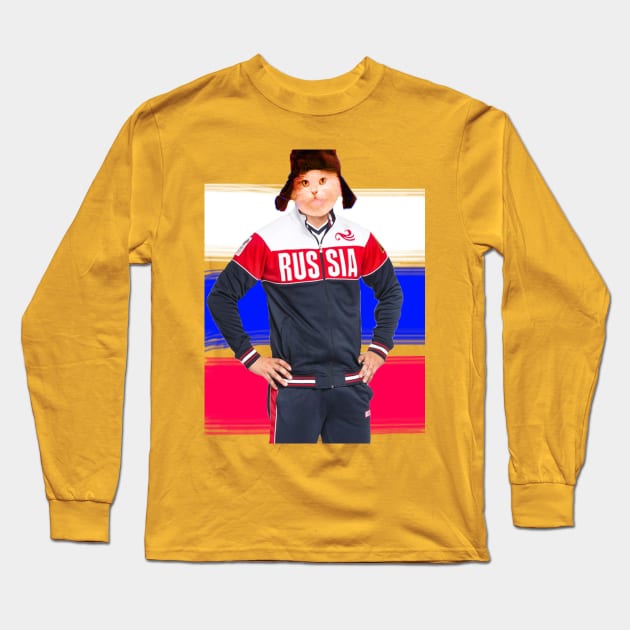 RUSSIA CAT Long Sleeve T-Shirt by marmegil